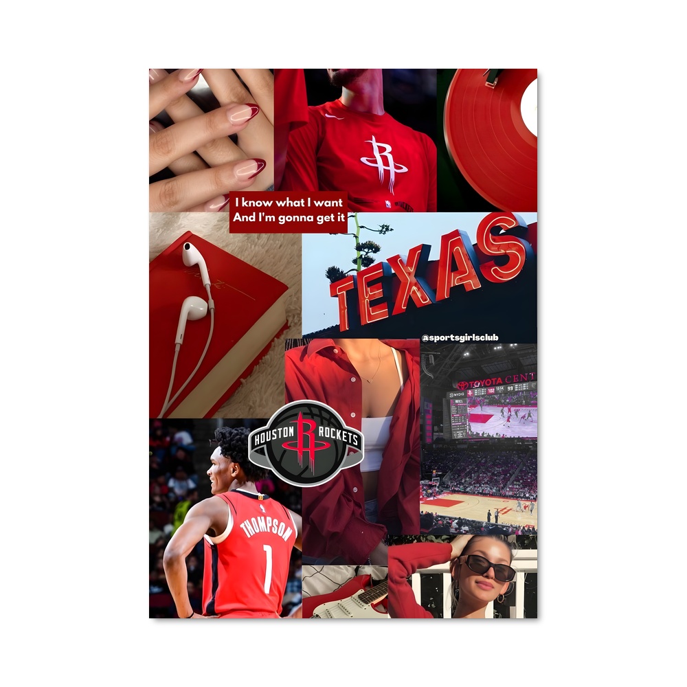 Poster Rockets en Rouge – affiche Basketball